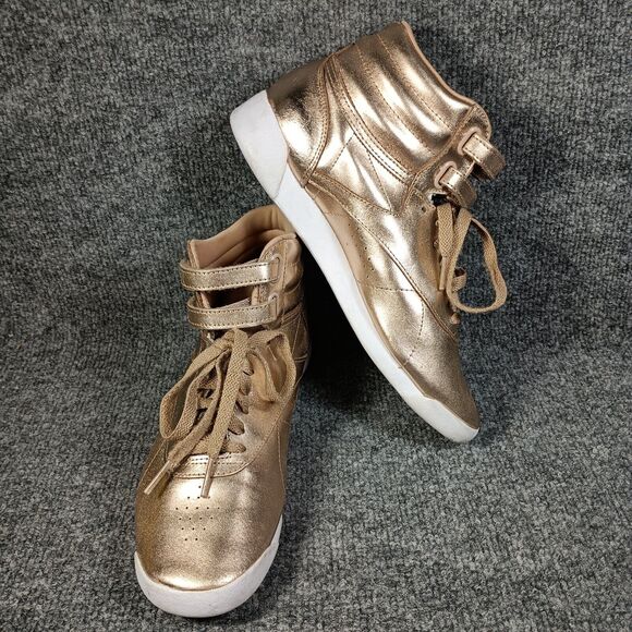 Reebok Shoes - Reebok Freestyle Hi Top Sneakers Size 8.5 Rose Gold Metallic